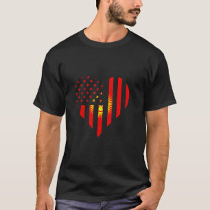 Camiseta Kyrgyzstan Corazón EE. UU. América República Kirgu