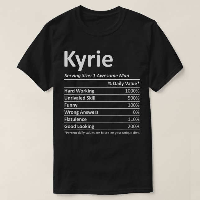 Camiseta KYRIE Nutrición Divertido Cumpleaños Nombre Person (Diseño del anverso)