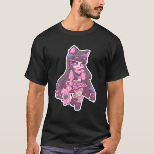 Camiseta Kyuuuchandesu Neko Emo Chica Cat Alt Chica Estéti