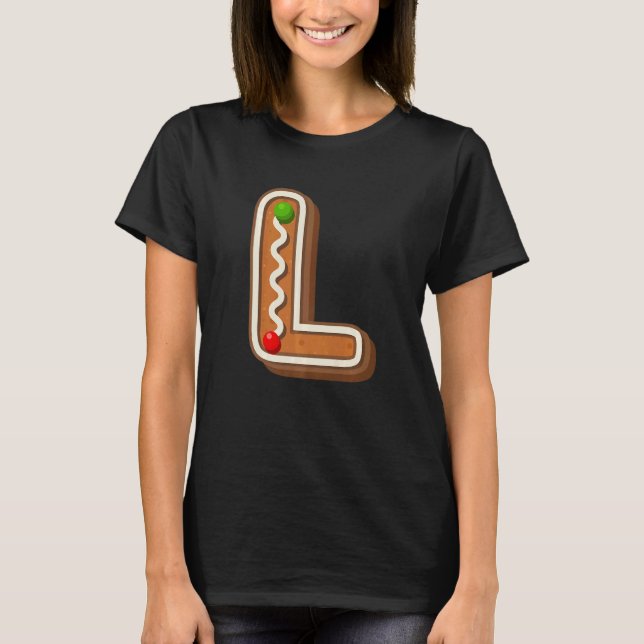 Camiseta L Cutest Capital Navidades Cookie Alphabet Letter (Anverso)