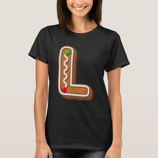 Camiseta L Cutest Capital Navidades Cookie Alphabet Letter (Anverso)