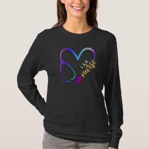 Camiseta L D Enfermera Watercol Purpurina Love Heart Stetho