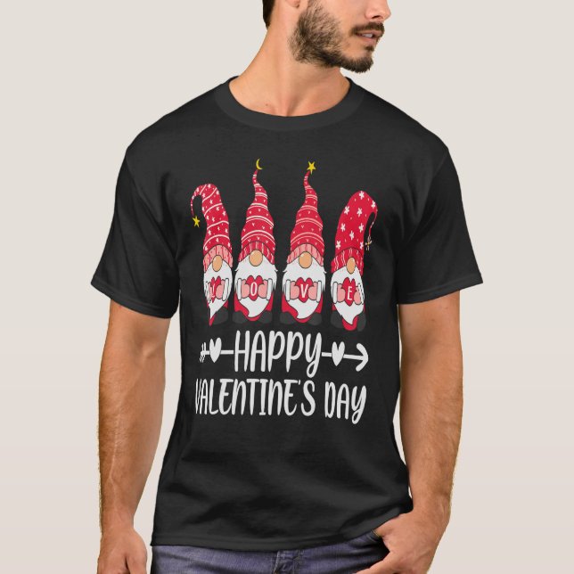 Camiseta L O V E Gnome Feliz Día de San Valentín 2019 (Anverso)