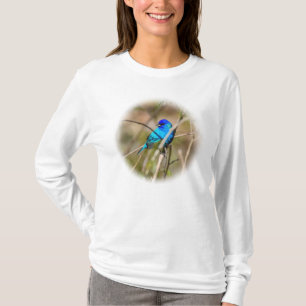 Camiseta L/S de pájaro cantor azul índigo masculin