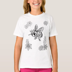 Camiseta La abeja reina con las flores apoya las alas de