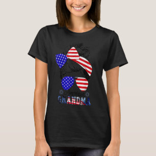 Camiseta La Abuela Americana Desordenada Bun Que Coincide C