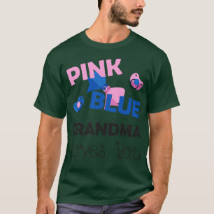 Camiseta La abuela azul rosada te ama el regalo de Baby Sho