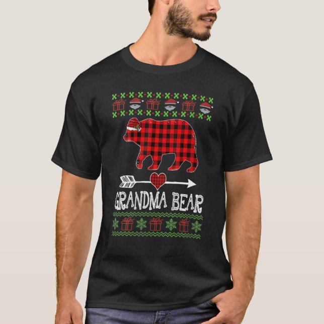 Camiseta La Abuela Lleva Pajamas Familiares De Santa Roja P (Anverso)