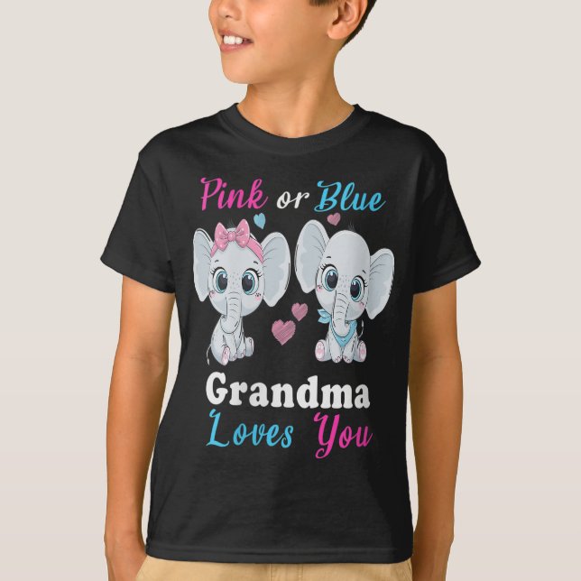 Camiseta La abuela rosa o azul ama a los elefantes (Anverso)