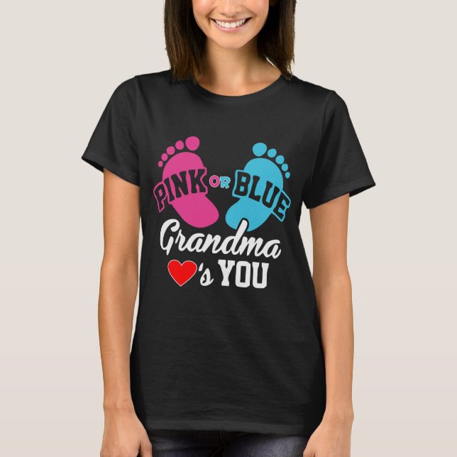 Camiseta La abuela rosada o azul le ama que el género (Anverso)