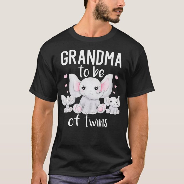 Camiseta La Abuela Será De Gemelos Elefantes Baby Shower Tw (Anverso)