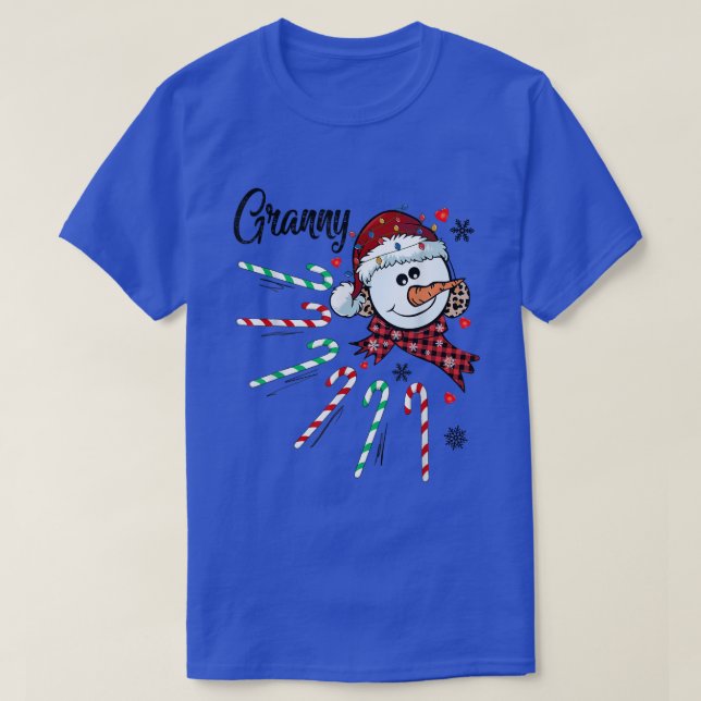 Camiseta La abuela Snowman Candy Cane Navidades navideños g (Diseño del anverso)