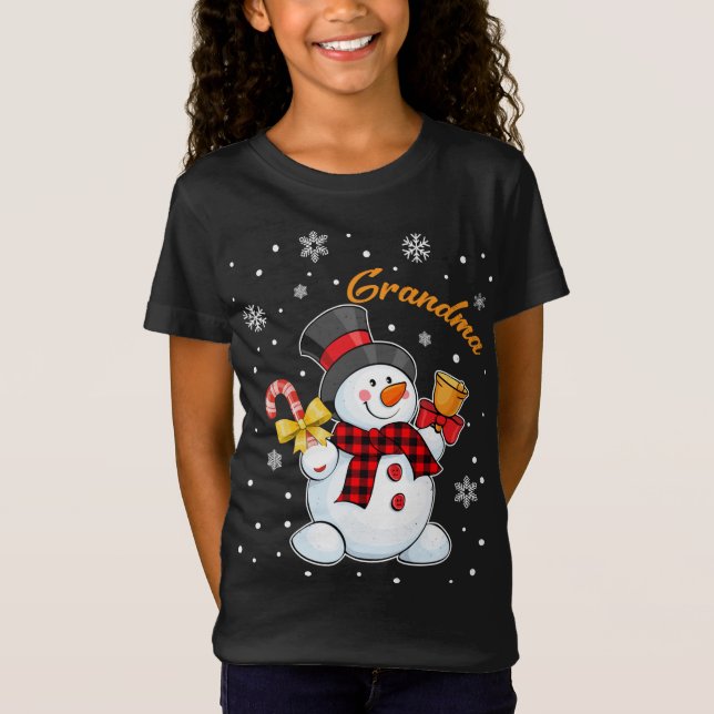 Camiseta La abuela Snowman Candy Cane Navidades rojos (Anverso)