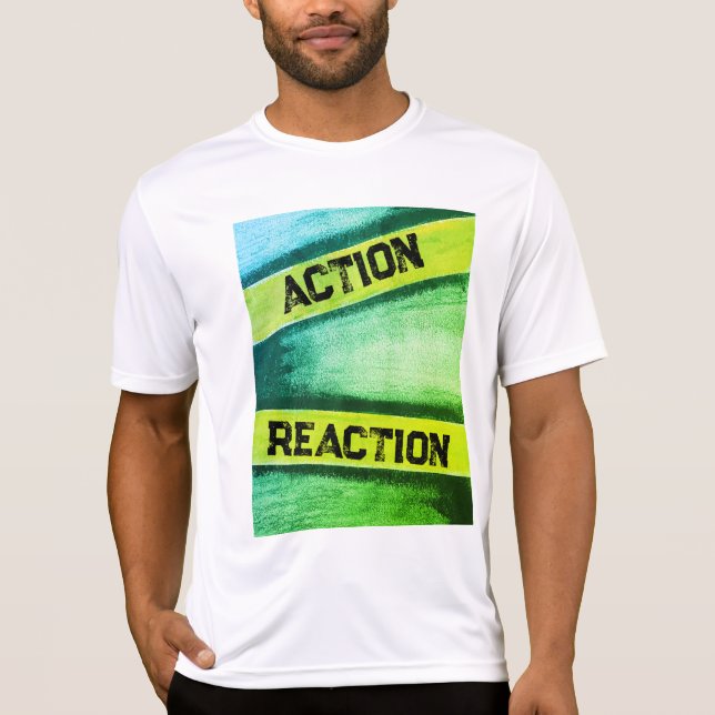 Camiseta La "acción y reacción" verde de los hombres (Anverso)