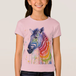Camiseta La acuarela de la cebra del arco iris embroma la