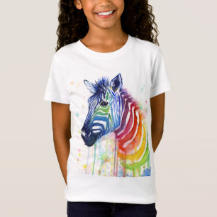 Camiseta La acuarela de la cebra del arco iris embroma la