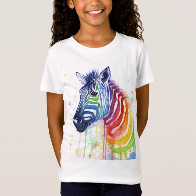 Camiseta La acuarela de la cebra del arco iris embroma la (Anverso)