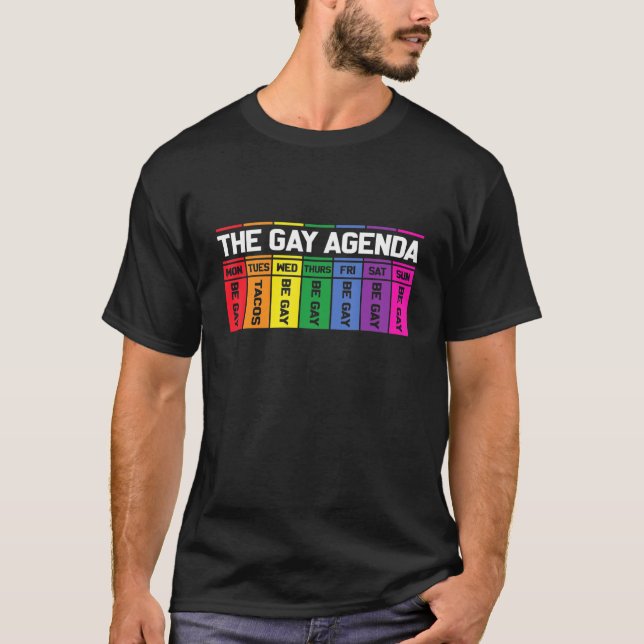 Camiseta La agenda gay tacha a la bandera LGBT de la lesbia (Anverso)