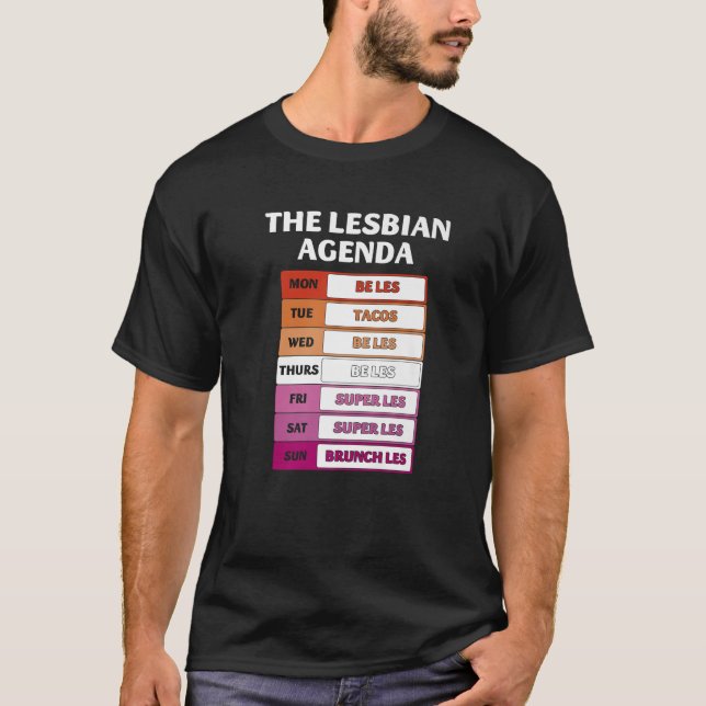 Camiseta La agenda semanal de las lesbianas es un divertido (Anverso)