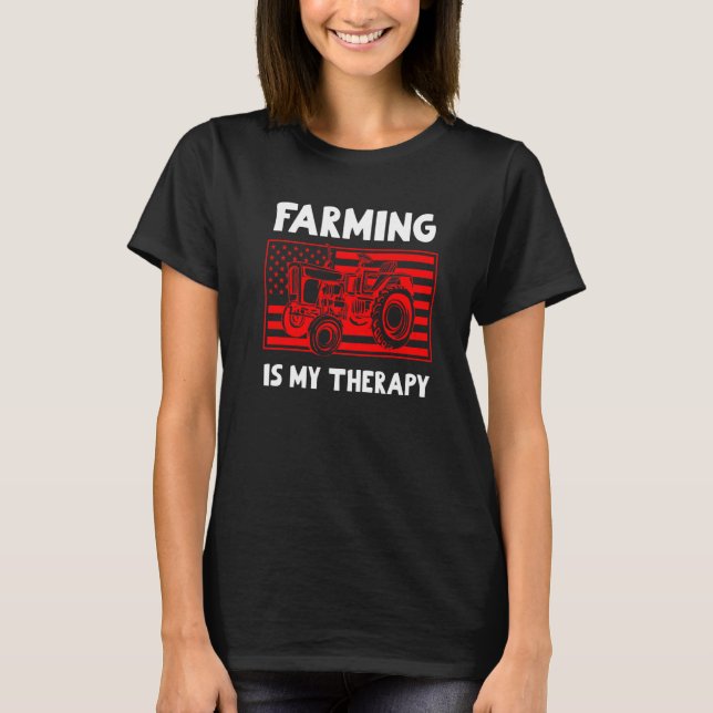 Camiseta La Agricultura Es Mi Terapia Viejo Con Un Tractor (Anverso)