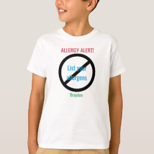 Camiseta La alarma personalizada de la alergia alimentaria