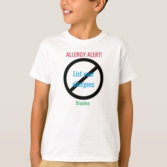 Camiseta La alarma personalizada de la alergia alimentaria (Anverso)