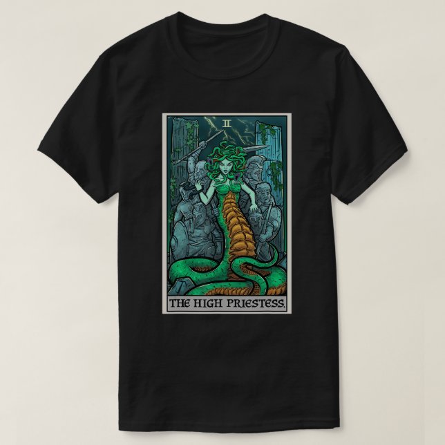 Camiseta La alta sacerdotisa Tarot Card Medusa Greek Mythol (Diseño del anverso)