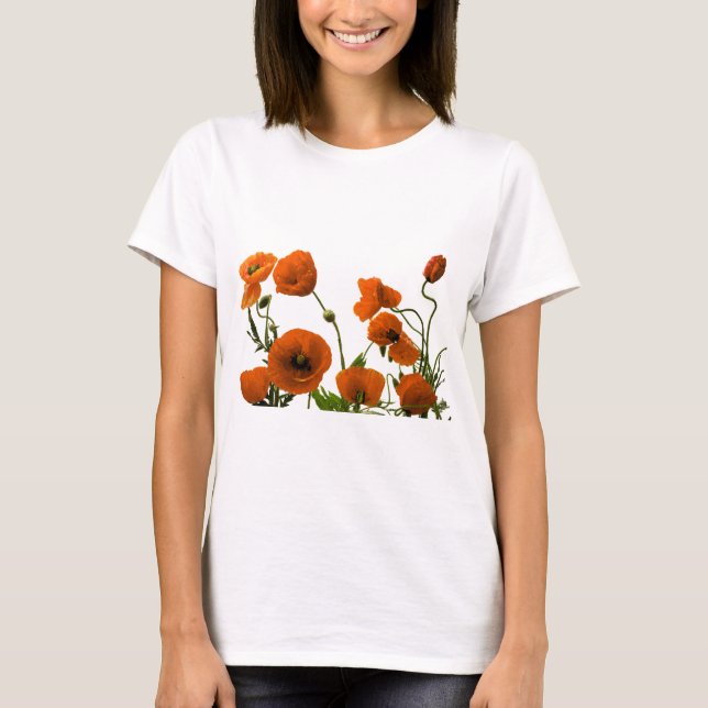 Camiseta La amapola anaranjada florece estampados de flores (Anverso)