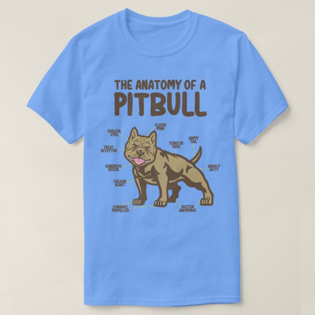 Camiseta La anatomía de un amante de los perros Pitbull, di (Diseño del anverso)