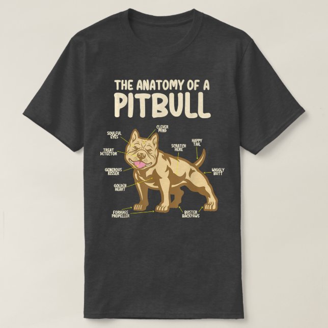Camiseta La anatomía de un amante de los perros Pitbull, di (Diseño del anverso)