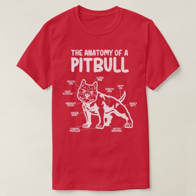 Camiseta La anatomía de un amante de los perros Pitbull, di (Diseño del anverso)