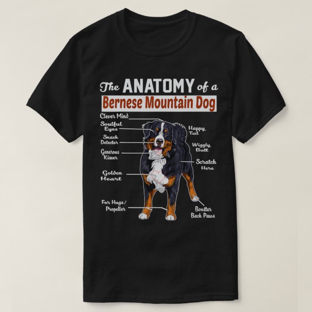 Camiseta La anatomía de un perro de montaña de Berna (Diseño del anverso)