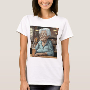 Camiseta La anciana bebe una cerveza de grifo y le disparan
