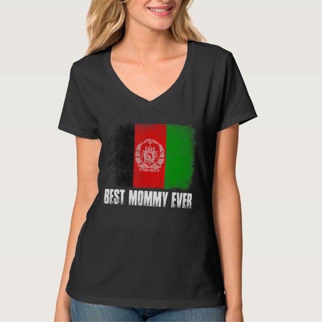 Camiseta La angustiada bandera de Afganistán mejor madre de (Anverso)