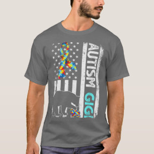 Camiseta La angustiada bandera estadounidense autismo Gigi