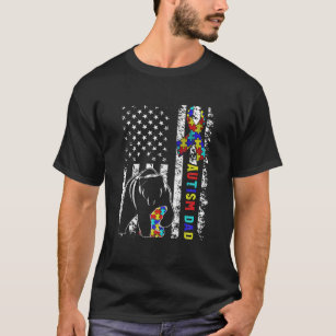 Camiseta La angustiada bandera estadounidense autismo papá 