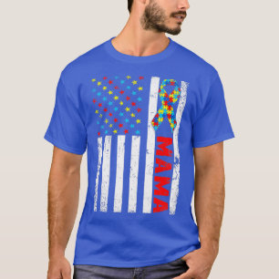 Camiseta La angustiada bandera norteamericana Mama Autism A