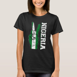 Camiseta La angustiada victoria dos dedos bandera de Nigeri