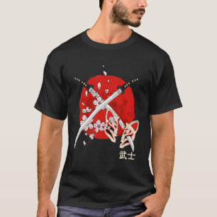 Camiseta La antigua flor de cerezo japonesa Samurai Katana 