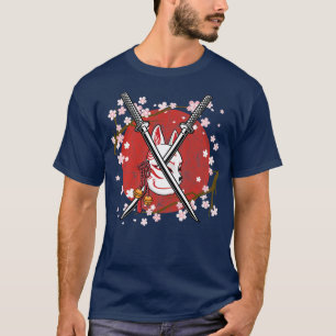 Camiseta La antigua flor de cerezo japonesa Samurai Katana 
