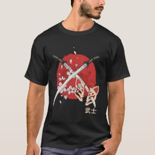 Camiseta La antigua flor de cerezo japonesa Samurai Katana 