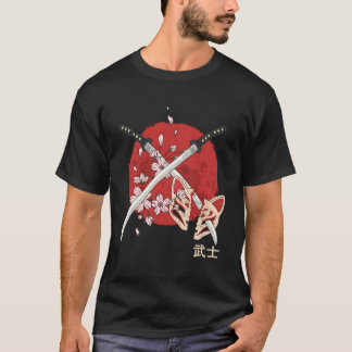 Camiseta La antigua flor de cerezo japonesa Samurai Katana