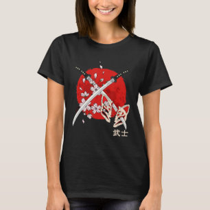 Camiseta La antigua flor de cerezo japonesa Samurai Katana 