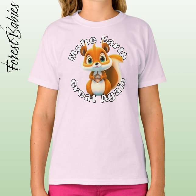 Camiseta La ardilla de los bosques hace que la Tierra vuelv (Cute Squirrel Make Earth Great Again Tee Wildlife Nature Animal shirt Cartoon Graphic T-shirt  🐿️)
