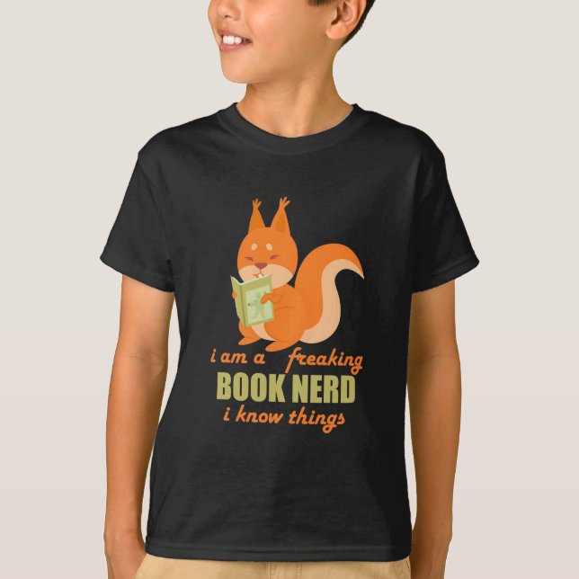 Camiseta La ardilla del nerd del libro (Anverso)