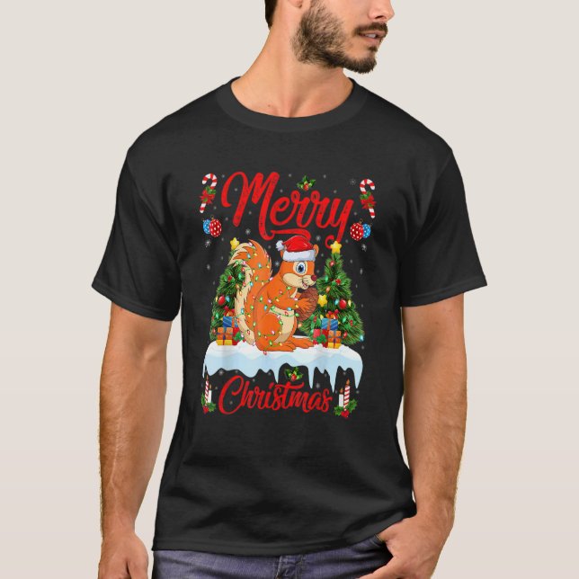 Camiseta La ardilla ilumina los Navidades del árbol de navi (Anverso)