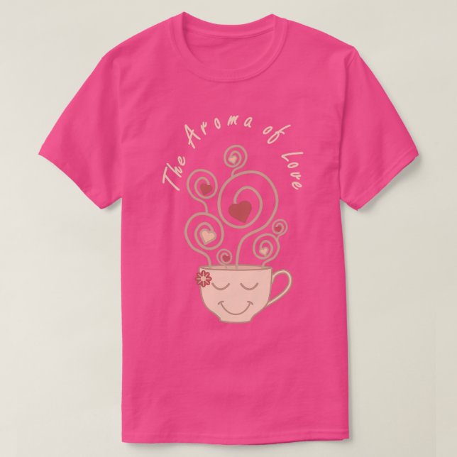 Camiseta La Aroma del Amor Sonriendo Face Cup con vapor de  (Diseño del anverso)