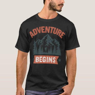 Camiseta La aventura comienza vintage senderismo camping fa