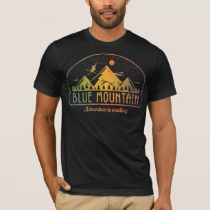 Camiseta La aventura de esquí de la montaña azul retro está