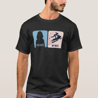 Camiseta La aventura en moto de nieve de tu esposa vs mi es